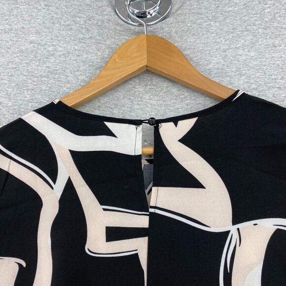 Shein Dress Womens Extra Small 2 Black White Graphic Print Long Sleeve - Picture 6 of 14